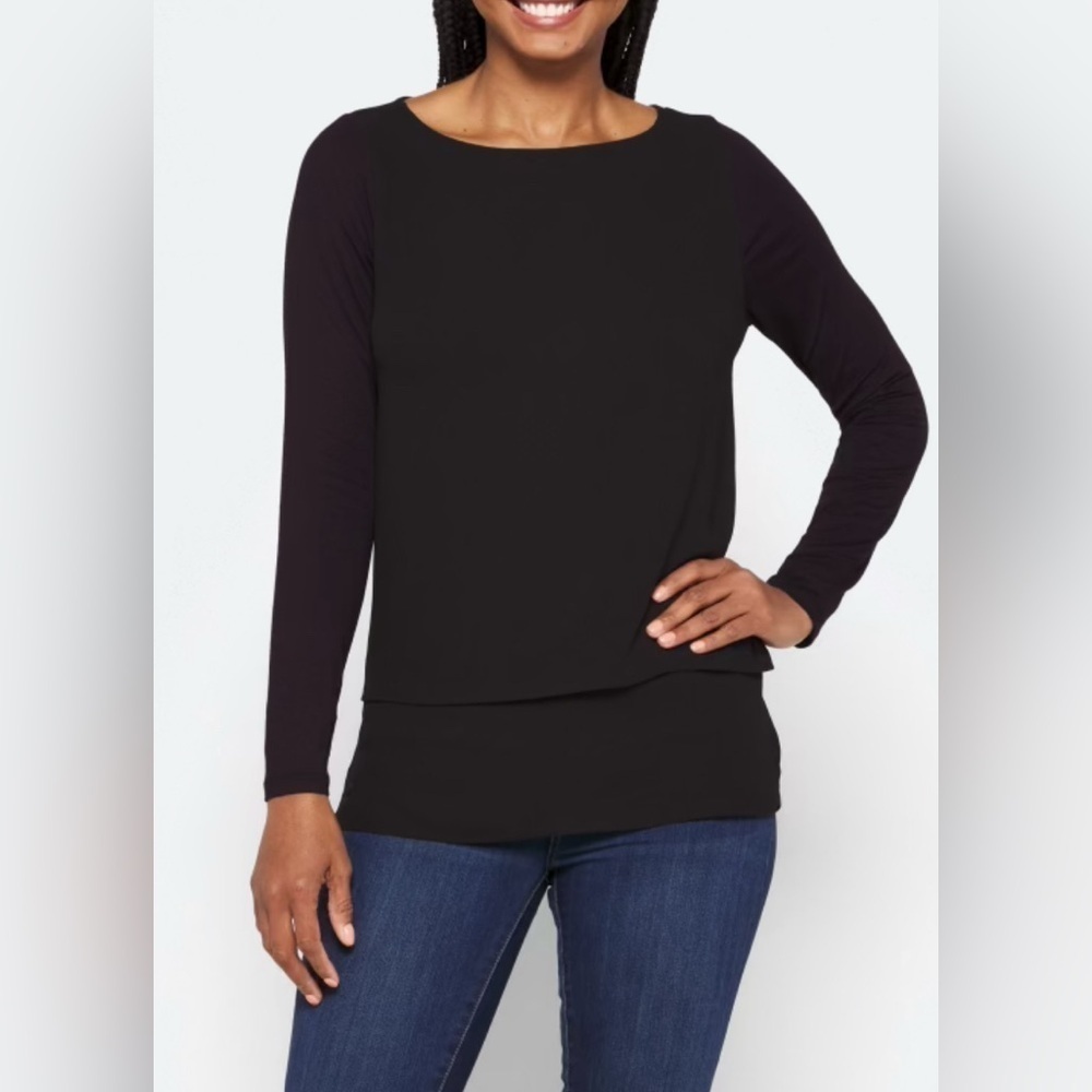 Michael Kors Black Fitted Long Sleeve Blouse